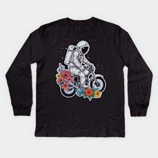 astronauts riding a motobike Kids Long Sleeve T-Shirt